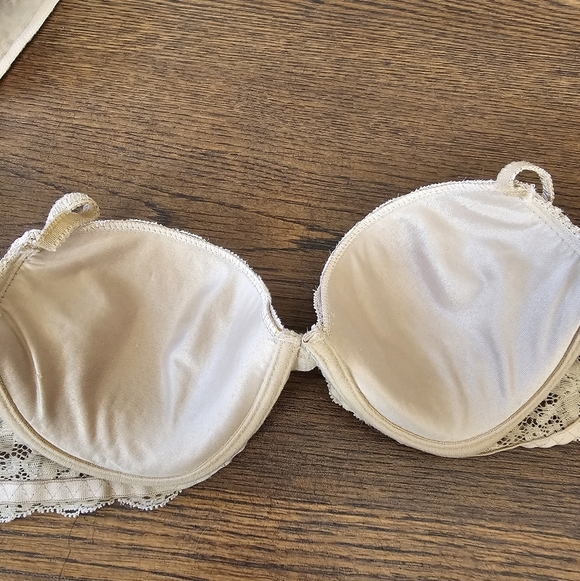 Hers by Herman Champagne Gold Sparkle Lace Push Up Bra Size Women's 36B - Picture 2 of 11